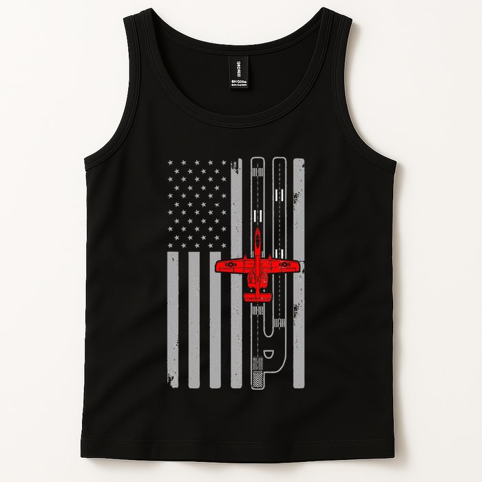 A 10 Warthog Airplane American Flag Runway A10 Thunderbird Tank Top