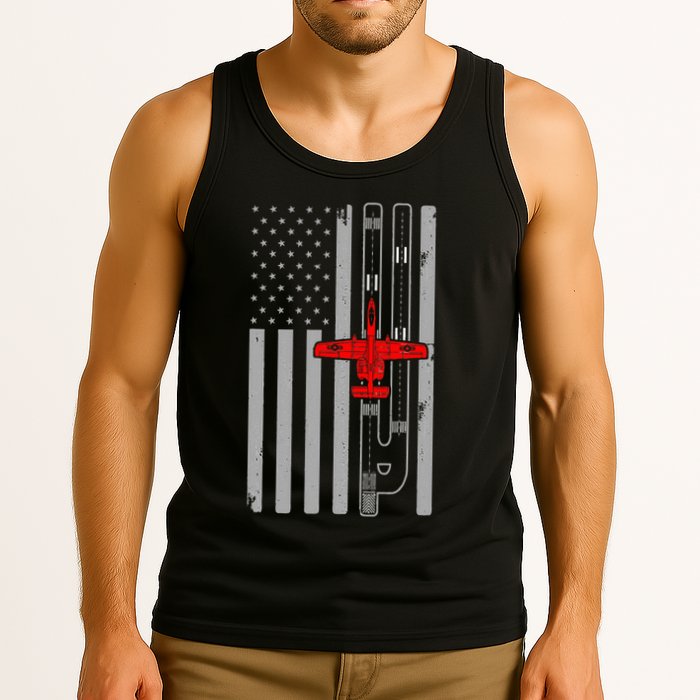 A 10 Warthog Airplane American Flag Runway A10 Thunderbird Tank Top