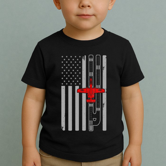 A 10 Warthog Airplane American Flag Runway A10 Thunderbird Toddler T-Shirt