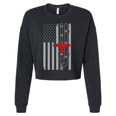 A 10 Warthog Airplane American Flag Runway A10 Thunderbird Cropped Pullover Crew