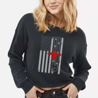 A 10 Warthog Airplane American Flag Runway A10 Thunderbird Cropped Pullover Crew