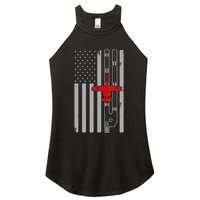 A 10 Warthog Airplane American Flag Runway A10 Thunderbird Women's Perfect Tri Rocker Tank