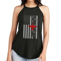 A 10 Warthog Airplane American Flag Runway A10 Thunderbird Women's Perfect Tri Rocker Tank