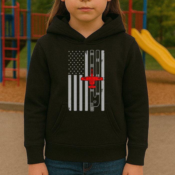 A 10 Warthog Airplane American Flag Runway A10 Thunderbird Kids Hoodie