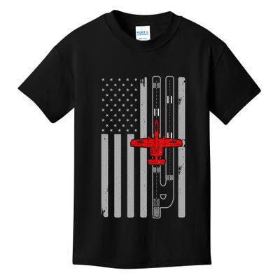 A 10 Warthog Airplane American Flag Runway A10 Thunderbird Kids T-Shirt