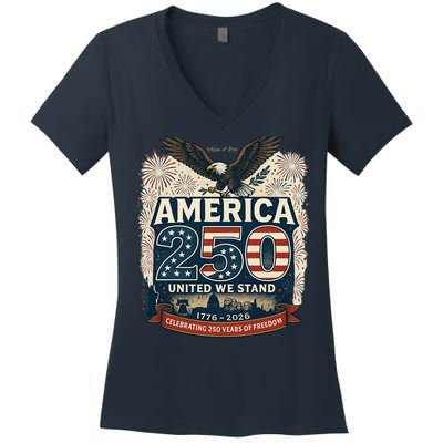 America's 250th Anniversary Of Freedom USA 1776-2026 Women's V-Neck T-Shirt