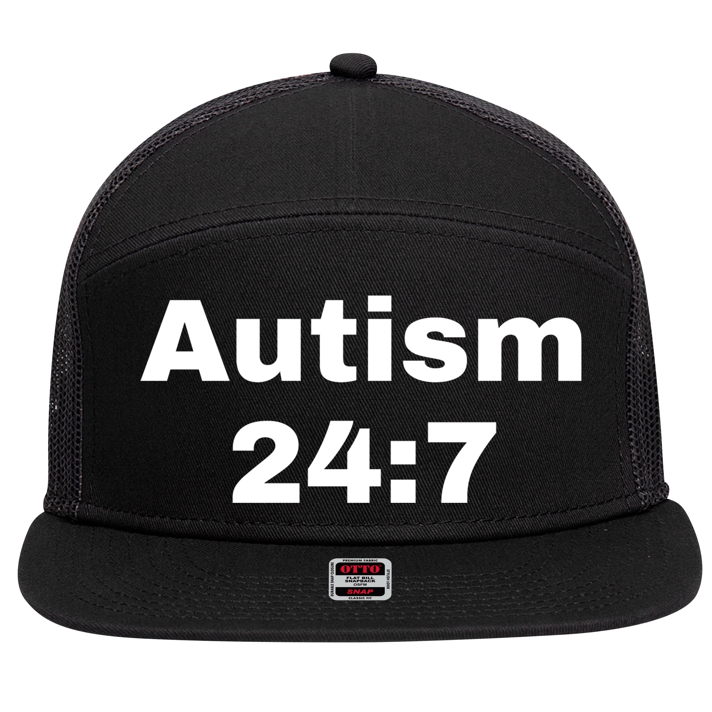 Autism 24:7  7 Panel Mesh Trucker Snapback Hat