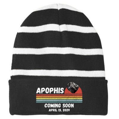 Apophis 2029 Asteroid 99942 Apophis April 13 2029 Comet Meteor Funny Space Humor Striped Beanie with Solid Band