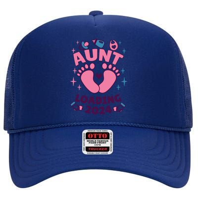 Aunt 2024 Aunt To Be Aunts Niece 2024 Aunt Loading Great Gift High Crown Mesh Back Trucker Hat