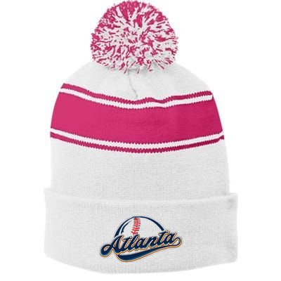 Atlanta 2023 Baseball Lovers Stripe Pom Pom Beanie