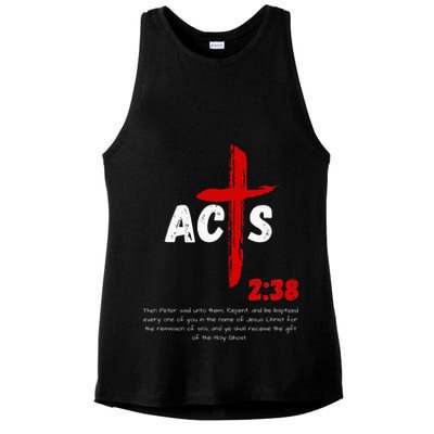 Acts 238 Baptized In Jesus Name Cross Pentecostal Apostolic Ladies PosiCharge Tri-Blend Wicking Tank