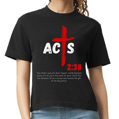 Acts 238 Baptized In Jesus Name Cross Pentecostal Apostolic Comfort Colors Boxy T-Shirt
