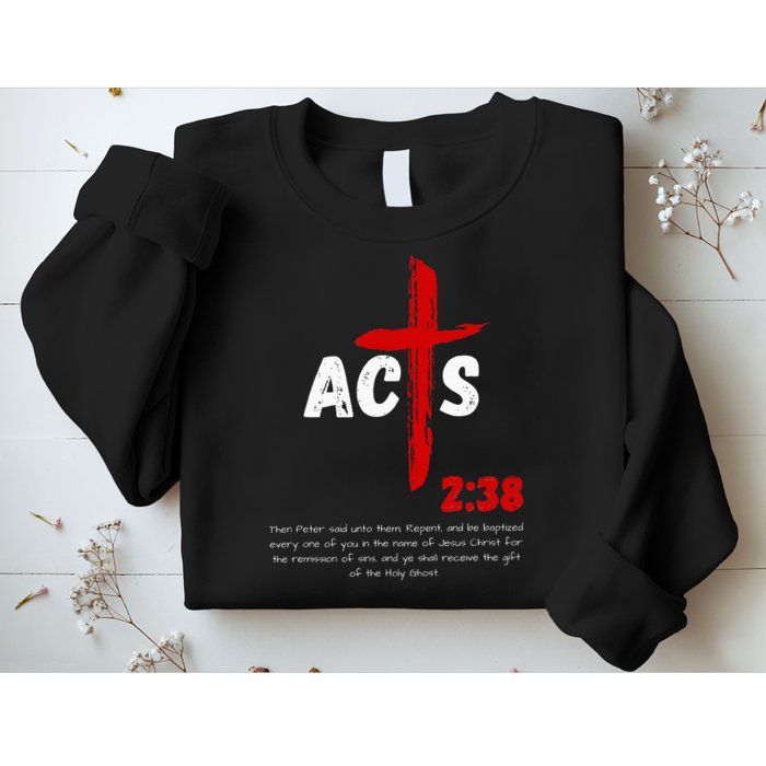 Acts 238 Baptized In Jesus Name Cross Pentecostal Apostolic Sweatshirt