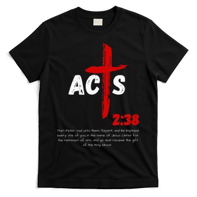 Acts 238 Baptized In Jesus Name Cross Pentecostal Apostolic T-Shirt