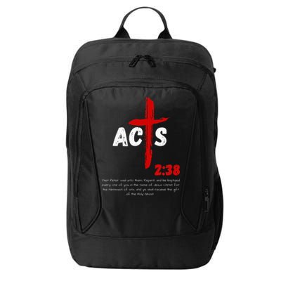 Acts 238 Baptized In Jesus Name Cross Pentecostal Apostolic City Backpack