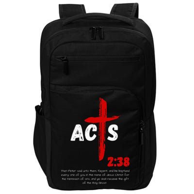 Acts 238 Baptized In Jesus Name Cross Pentecostal Apostolic Impact Tech Backpack