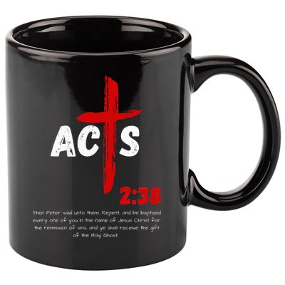 Acts 238 Baptized In Jesus Name Cross Pentecostal Apostolic 11oz C Handle Ceramic Mug