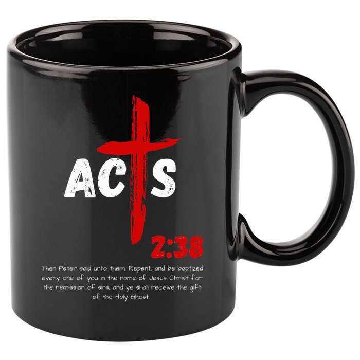 Acts 238 Baptized In Jesus Name Cross Pentecostal Apostolic 11oz C Handle Ceramic Mug