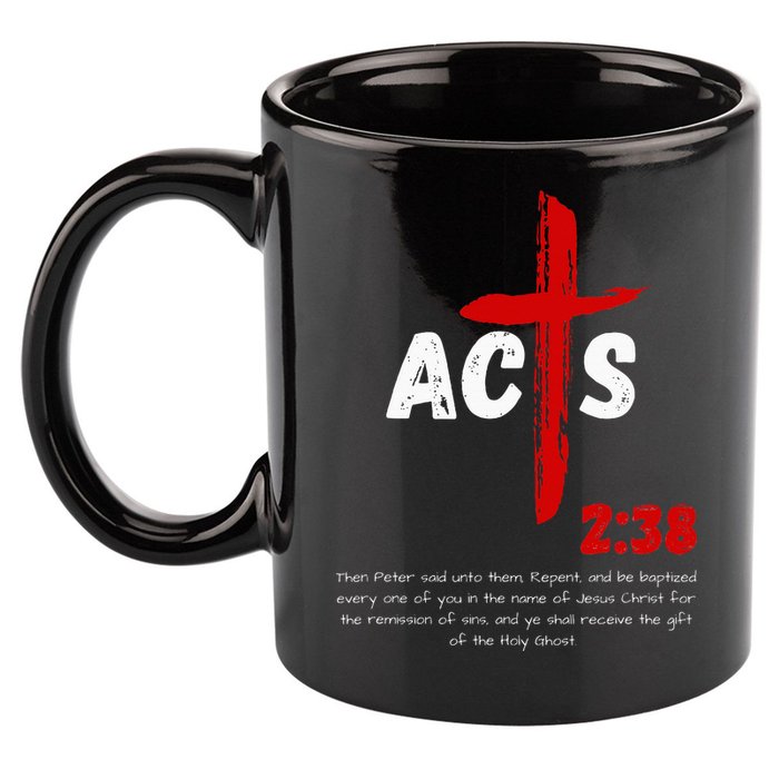 Acts 238 Baptized In Jesus Name Cross Pentecostal Apostolic 11oz C Handle Ceramic Mug