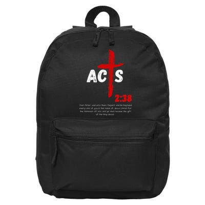 Acts 238 Baptized In Jesus Name Cross Pentecostal Apostolic 16 in Basic Backpack