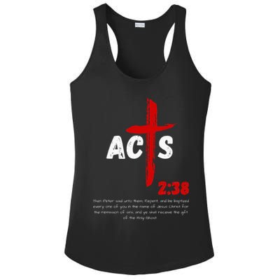 Acts 238 Baptized In Jesus Name Cross Pentecostal Apostolic Ladies PosiCharge Competitor Racerback Tank