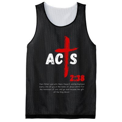 Acts 238 Baptized In Jesus Name Cross Pentecostal Apostolic Mesh Reversible Basketball Jersey Tank
