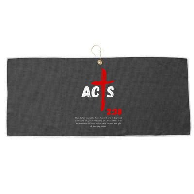 Acts 238 Baptized In Jesus Name Cross Pentecostal Apostolic Large Microfiber Waffle Golf Towel