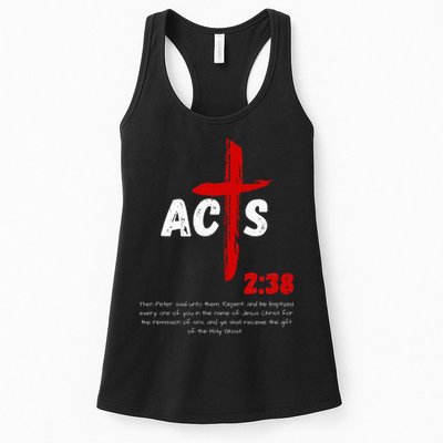 Acts 238 Baptized In Jesus Name Cross Pentecostal Apostolic Womens Tank Top
