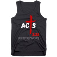 Acts 238 Baptized In Jesus Name Cross Pentecostal Apostolic Tank Top