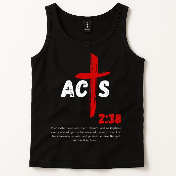 Acts 238 Baptized In Jesus Name Cross Pentecostal Apostolic Tank Top