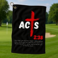 Acts 238 Baptized In Jesus Name Cross Pentecostal Apostolic Golf Towel