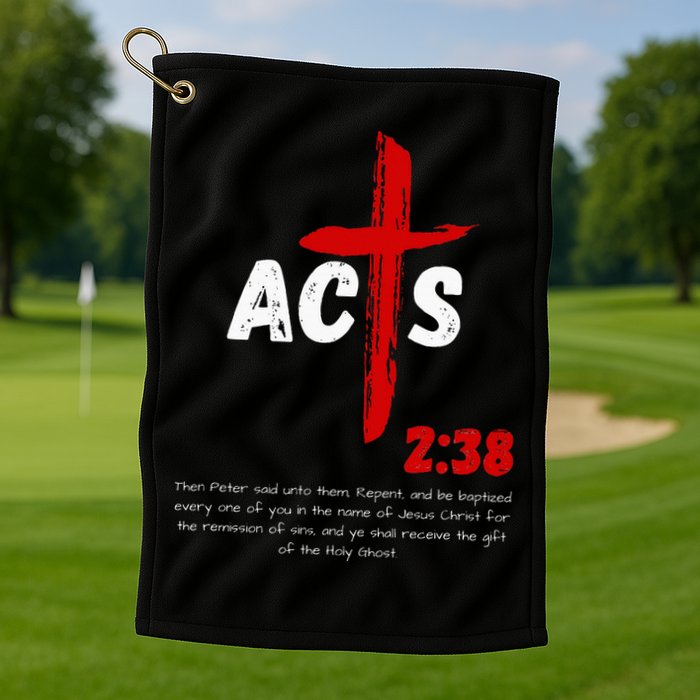 Acts 238 Baptized In Jesus Name Cross Pentecostal Apostolic Golf Towel