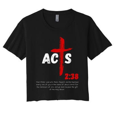 Acts 238 Baptized In Jesus Name Cross Pentecostal Apostolic Crop Top