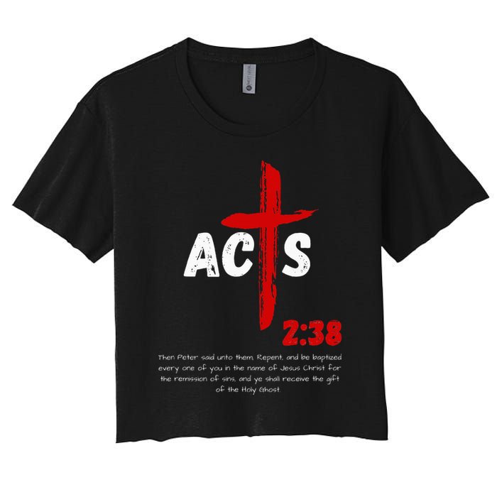 Acts 238 Baptized In Jesus Name Cross Pentecostal Apostolic Crop Top