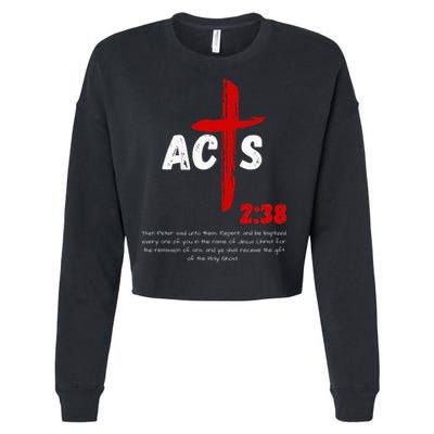 Acts 238 Baptized In Jesus Name Cross Pentecostal Apostolic Cropped Pullover Crew