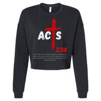 Acts 238 Baptized In Jesus Name Cross Pentecostal Apostolic Cropped Pullover Crew
