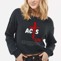Acts 238 Baptized In Jesus Name Cross Pentecostal Apostolic Cropped Pullover Crew