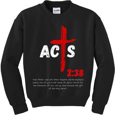 Acts 238 Baptized In Jesus Name Cross Pentecostal Apostolic Kids Sweatshirt