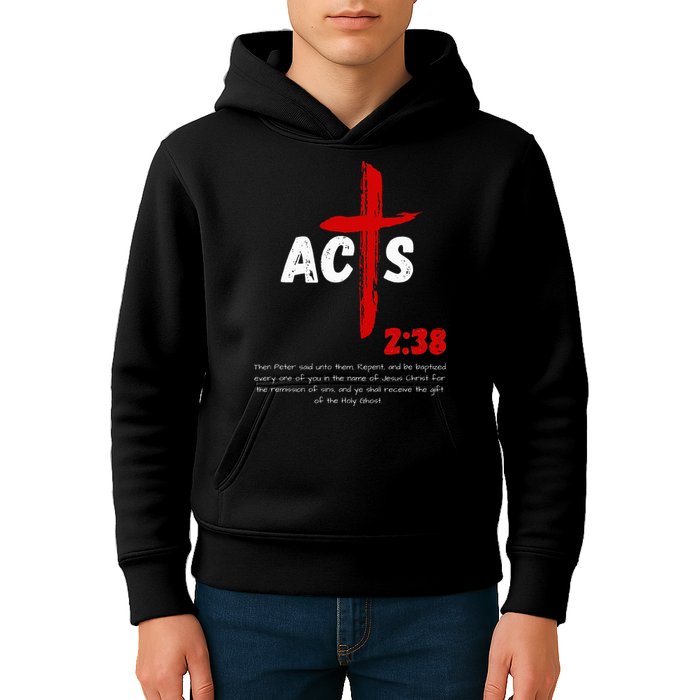 Acts 238 Baptized In Jesus Name Cross Pentecostal Apostolic Kids Hoodie