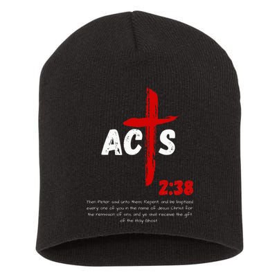 Acts 238 Baptized In Jesus Name Cross Pentecostal Apostolic Short Acrylic Beanie