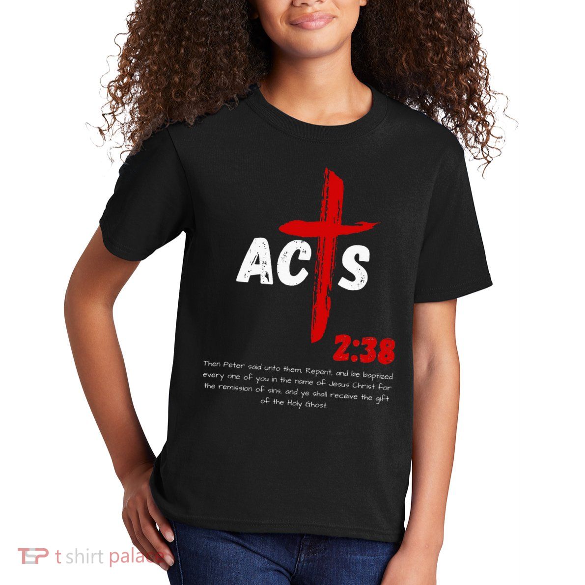 Acts 238 Baptized In Jesus Name Cross Pentecostal Apostolic Kids T-Shirt