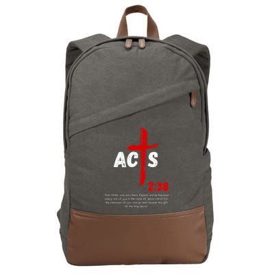 Acts 238 Baptized In Jesus Name Cross Pentecostal Apostolic Cotton Canvas Backpack