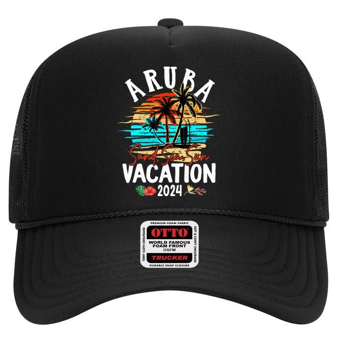 Aruba 2024 Family Friends Trip Group Vacation Matching High Crown Mesh Back Trucker Hat