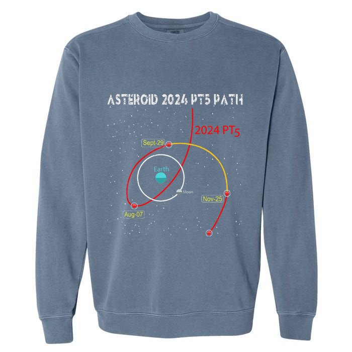 Asteroid 2024 Pt5 Path Mini Moon Dates Space Garment-Dyed Sweatshirt