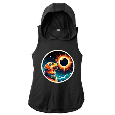 April 2024 Solar Eclipse Dog Wearing Solar Eclipse Glasses Ladies PosiCharge Tri-Blend Wicking Draft Hoodie Tank