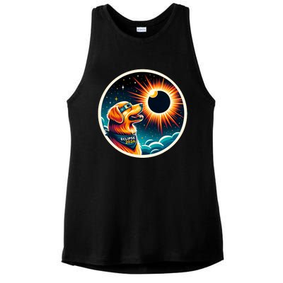 April 2024 Solar Eclipse Dog Wearing Solar Eclipse Glasses Ladies PosiCharge Tri-Blend Wicking Tank