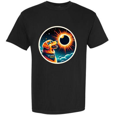 April 2024 Solar Eclipse Dog Wearing Solar Eclipse Glasses Garment-Dyed Heavyweight T-Shirt