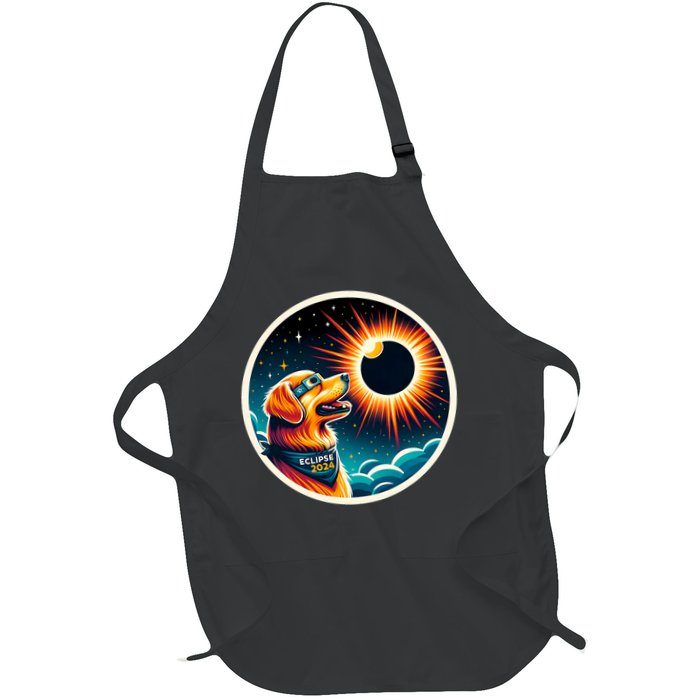 April 2024 Solar Eclipse Dog Wearing Solar Eclipse Glasses Full-Length Apron With Pockets