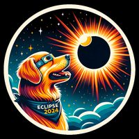 April 2024 Solar Eclipse Dog Wearing Solar Eclipse Glasses 7-Panel Snapback Hat