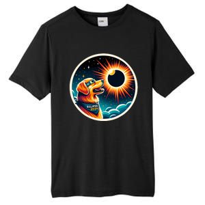 April 2024 Solar Eclipse Dog Wearing Solar Eclipse Glasses Tall Fusion ChromaSoft Performance T-Shirt